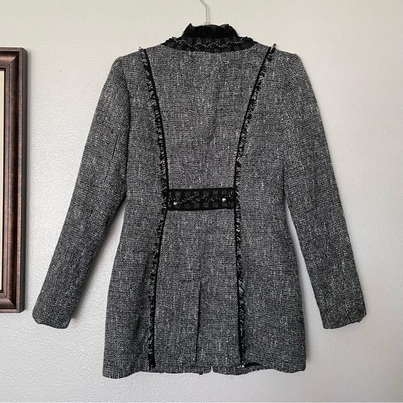 WHBM | Long Tweed Embellished Trophy Blazer Jacket Size 00 - Picture 8 of 15